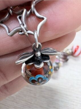 James Avery Floral Glass Bead Charm Bracelet in Blue, Yellow and Red